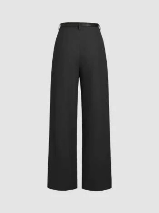Cider Pants - Cider Belted Black Mid Rise Straight Leg Trouser Size XL/10